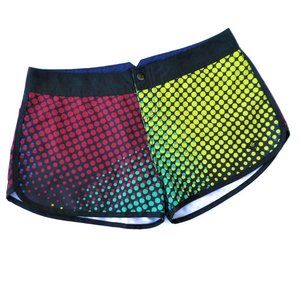 Roxy Shorts Surfer Coconut Girl Yellow Red Black Polka Dot Retro Psychedelic M